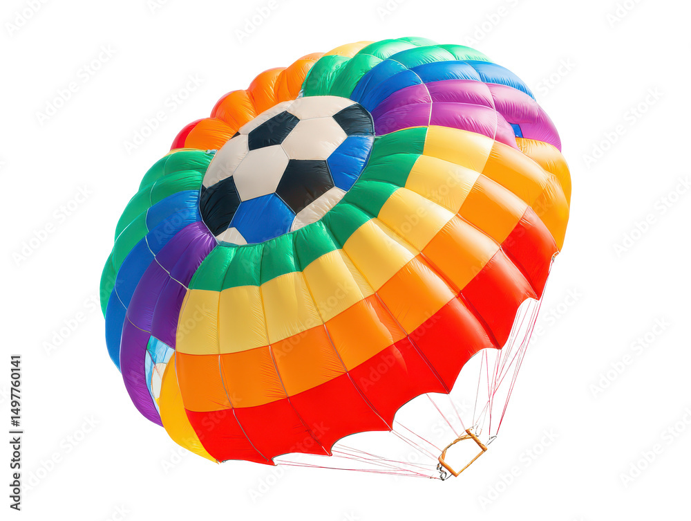 Obraz premium Colorful Rainbow Soccer Ball Hot Air Balloon Design