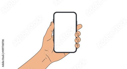 Hand Holding Smartphone with Blank Screen