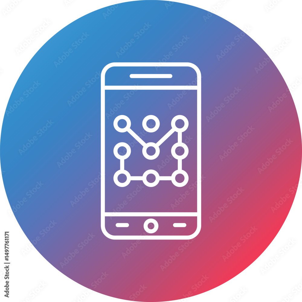Mobile Pattern Lock Line Gradient Circle Background Icon Mobile Pattern Lock Line Gradient Circle Background Icon