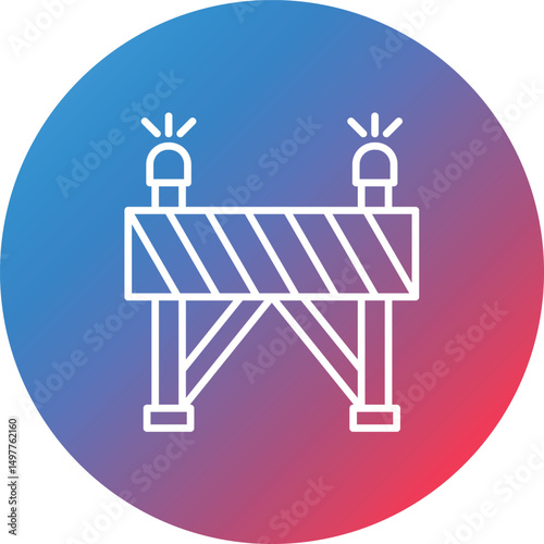 Road Barrier Line Gradient Circle Background Icon