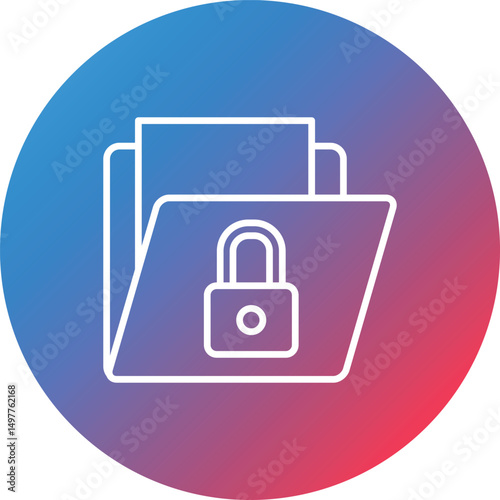 Secured Folder Line Gradient Circle Background Icon