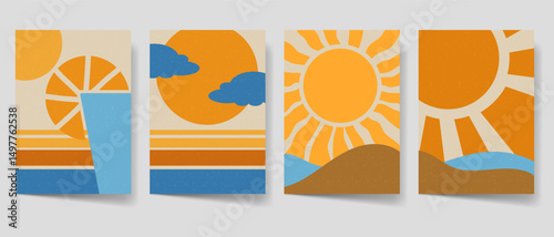 Bohemian retro summer beach poster set