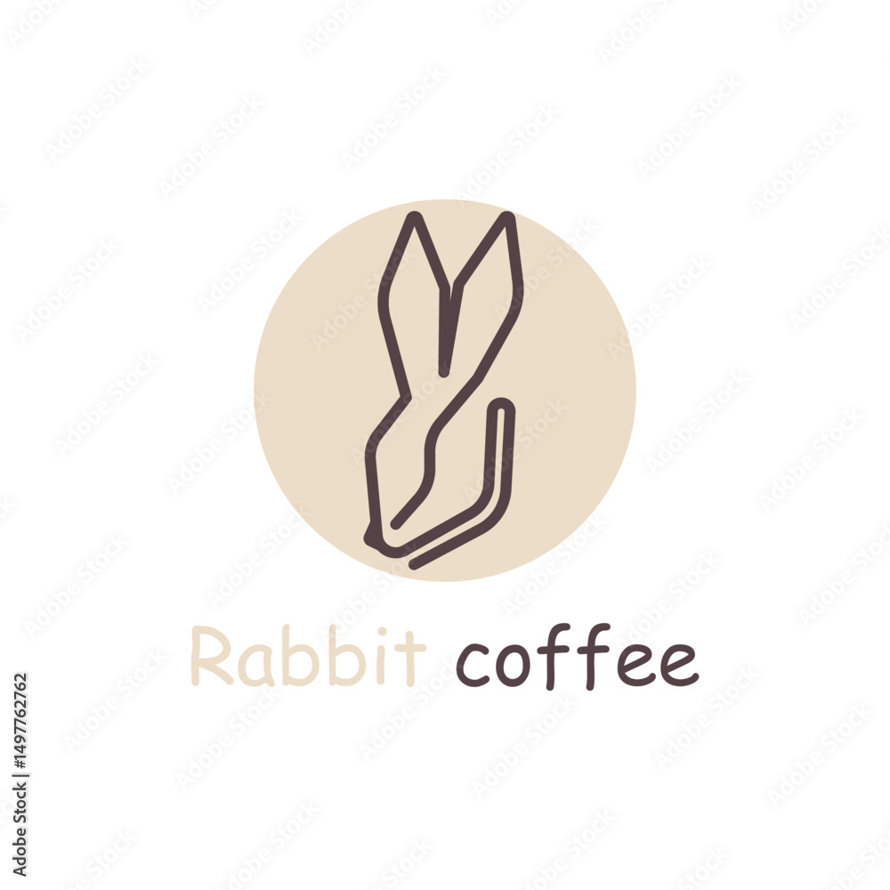 Obraz premium coffee and rabbit logo vector