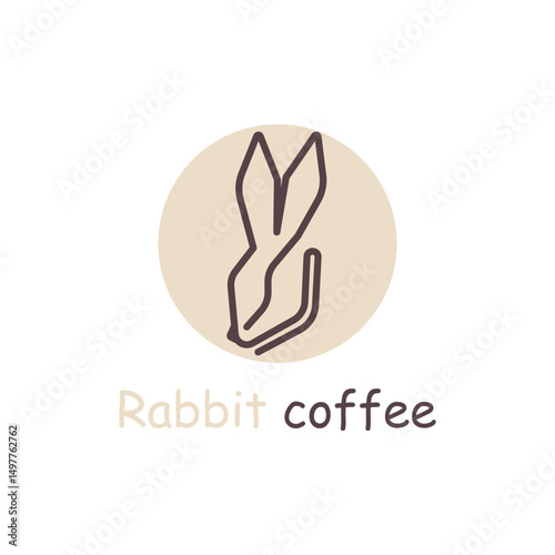 coffee and rabbit logo vector