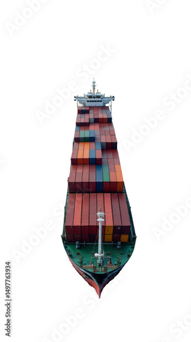 Cargo Ship Navigating Through Icy Waters with Chunks of Ice Visible Around photo