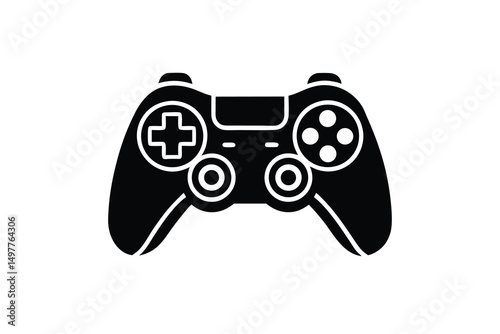 Black silhouette game controller icon digital gaming joystick