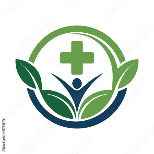 Health supplements logo vector artwork illustration

