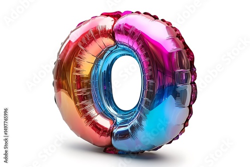 Rainbow foil balloon number zero festive party decor