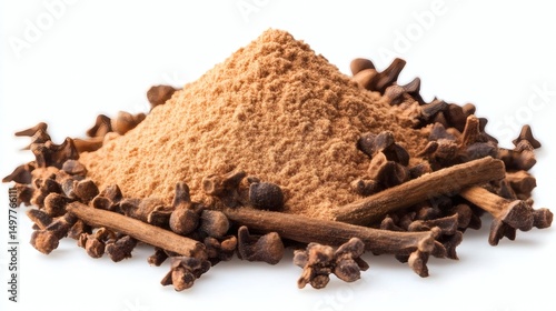 Wallpaper Mural Cocoa beans and heap of Cocoa powder isolated on a white background. Macro with full dept of field Torontodigital.ca