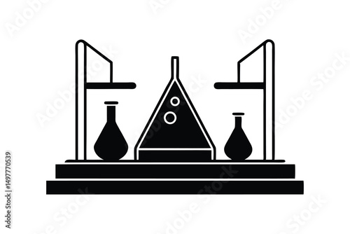 Laboratory glassware silhouette on a stand, scientific equipment