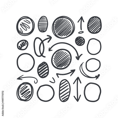 Handdrawn Doodle Collection Arrows Circles and Scribbles