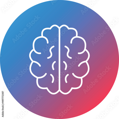 Brain Line Gradient Circle Background Icon