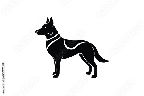 German shepherd dog silhouette standing profile vector illustration