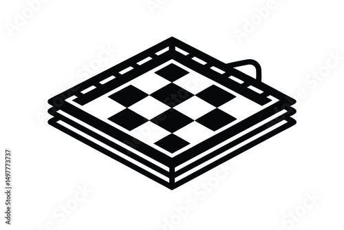 Stacked chessboard game board silhouette icon design