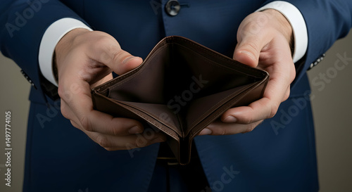 Empty Wallet Businessman Financial Crisis Bankruptcy Debt Poor Broke Moneyless Desperate
