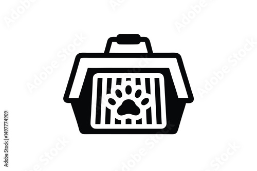 Pet carrier silhouette icon dog cat travel crate