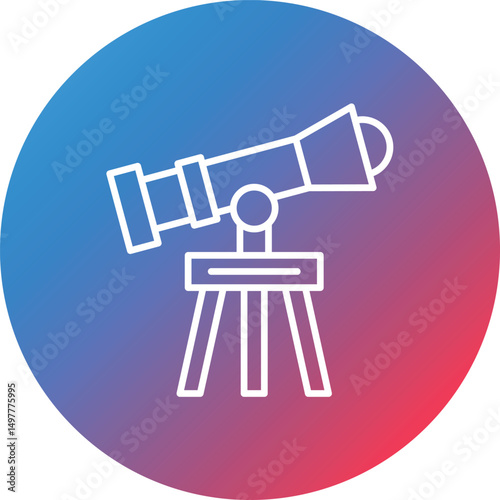 Telescope Line Gradient Circle Background Icon