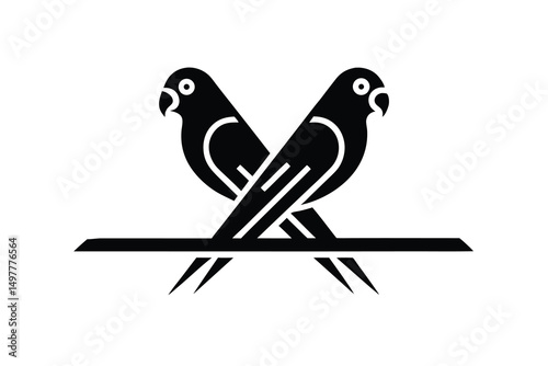 Elegant silhouette of two birds perched on a branch
