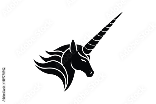Majestic unicorn head silhouette elegant design mythical creature