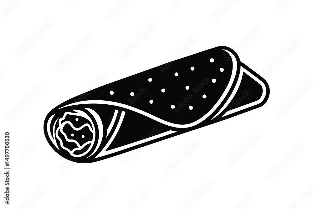 Delicious burrito silhouette mexican food illustration Delicious burrito silhouette mexican food illustration