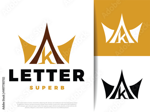 Initial Letter K Roof of Padang House Icon Illustration Design