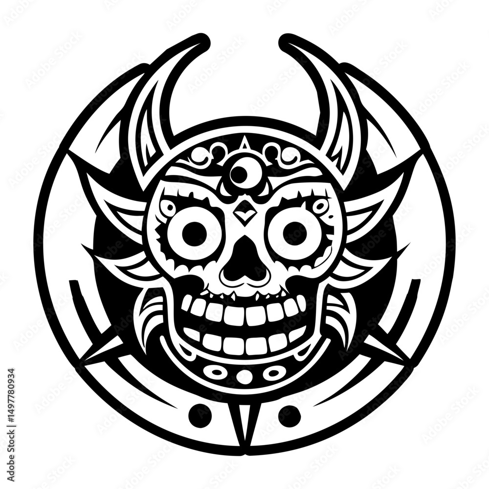 Fototapeta premium Celestial skull icon in filled style