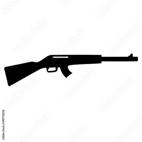 Simple Rifle Icon Black Silhouette Isolated on Transparent Background