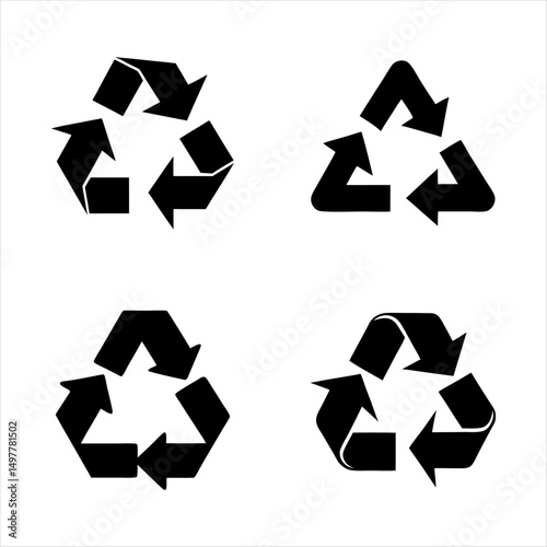 Four variations of recycle arrows symbol set