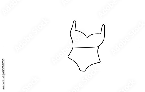 Bikini Single Line Drawing with Editable Stroke, Continuous one simple single line drawing of push up bra icon in silhouette on.