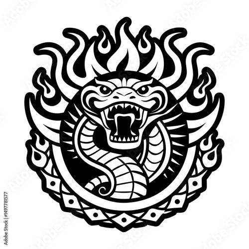 Fiery snake icon in glyph style