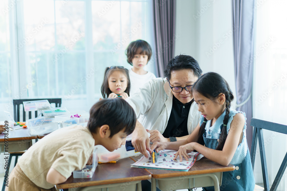 Group of diverse children enjoy learning about the STEM. Group of diverse children enjoy learning about the STEM.