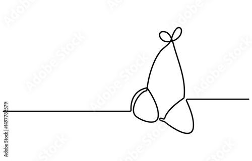 Bikini Single Line Drawing with Editable Stroke, Continuous one simple single line drawing of push up bra icon in silhouette on.