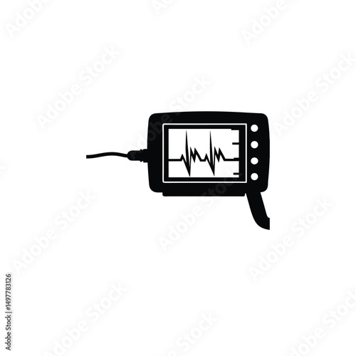 silhouette of heartbeat monitor on white background