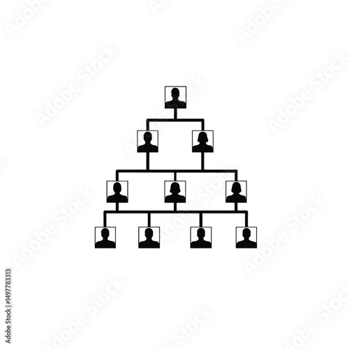 Silhouette of hierarchy chart on white background