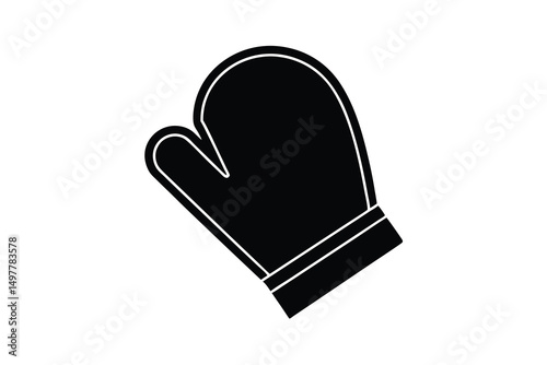 Black silhouette oven mitt kitchen cooking baking glove icon