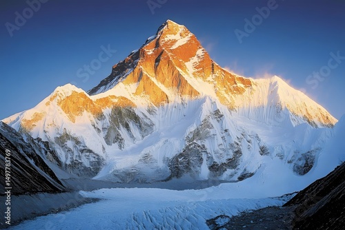 The morning golden light of mount everest