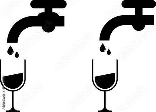 faucet water icon with glass. Drop Water. Mineral Water. representing access to safe drinks. representing access to safe drink
