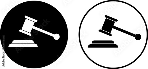 Gavel icon set. Court tribunal symbol judicial hammer icons. judge gavel signs

