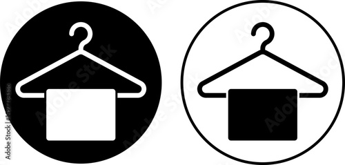 hanger with towel icon. clothes hangers. Hang for coat, shirt or suit. Clothe hanger sign
