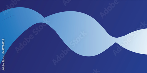 Flowing dark blue curve shape with soft gradient vector abstract background, relaxing and tranquil art, can illustrate health medical or sound of music.
