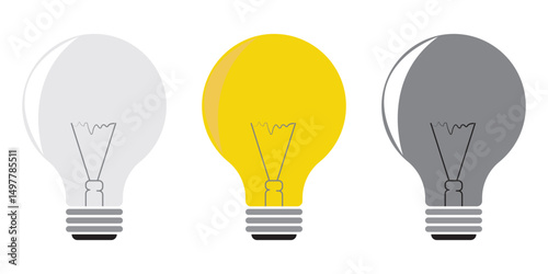 Light Bulb icons set, with different styles. Lighting Electric lamp symbol vector illustration.