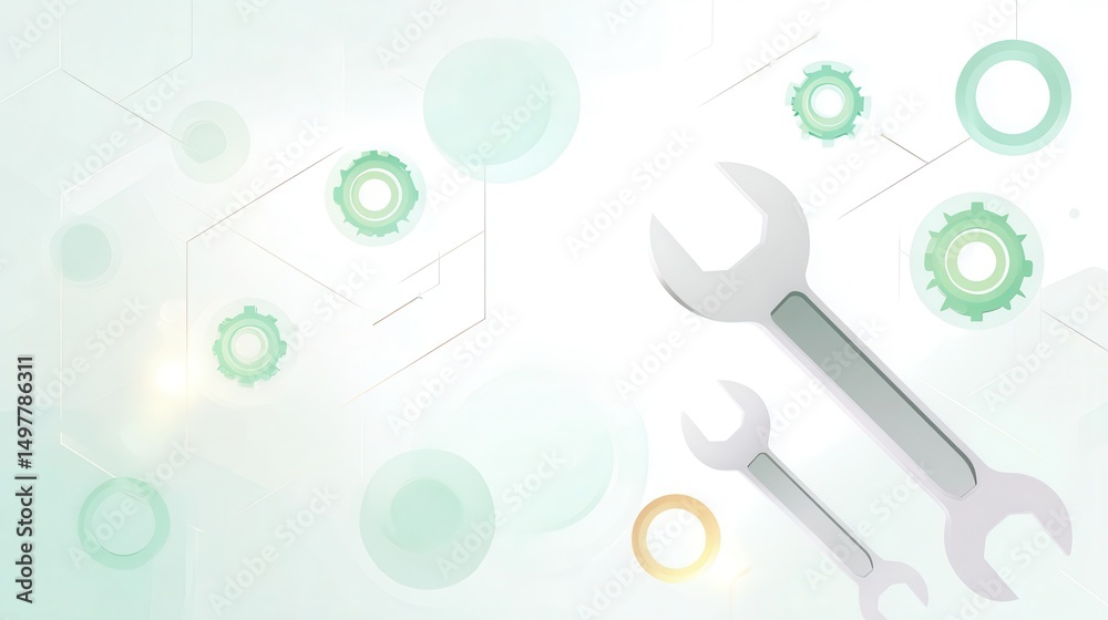 Obraz premium Abstract design with wrenches and gears.