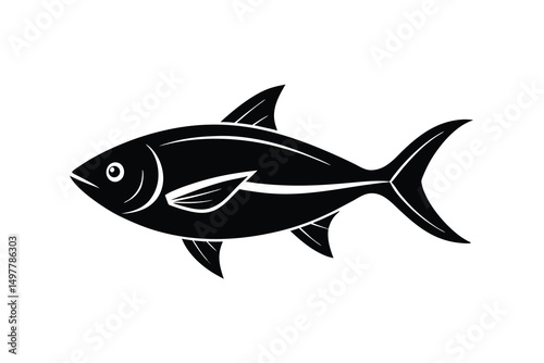 Black silhouette of a fish seafood ocean animal