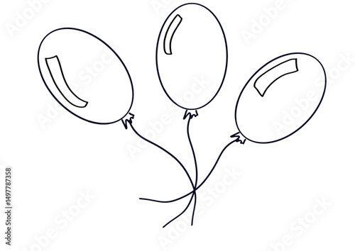Simple vector illustration of balloons. Drawing, doodle, drawing of balloons for the holiday