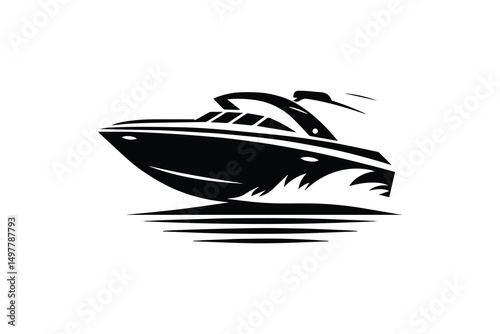 simple and unobtrusive Speed boat vector silhouette illustration isolated in white background