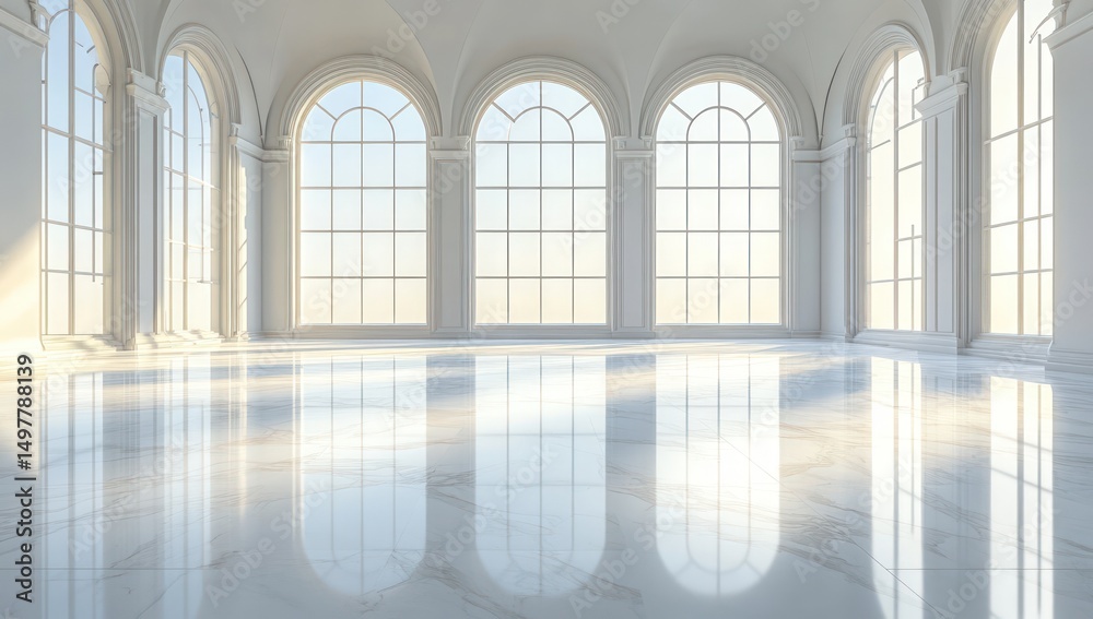 custom made wallpaper toronto digitalElegant, sunlit, marble-floored interior with large arched windows