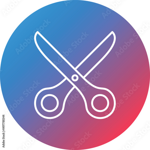 Scissor Line Gradient Circle Background Icon