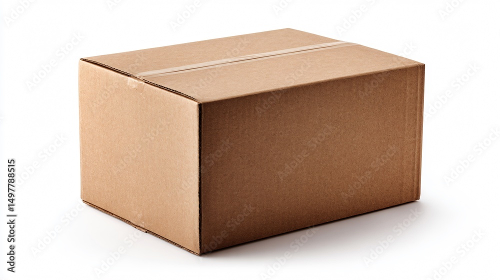 Professional Closed Cardboard Box with Adhesive Isolated on White Background Professional Closed Cardboard Box with Adhesive Isolated on White Background