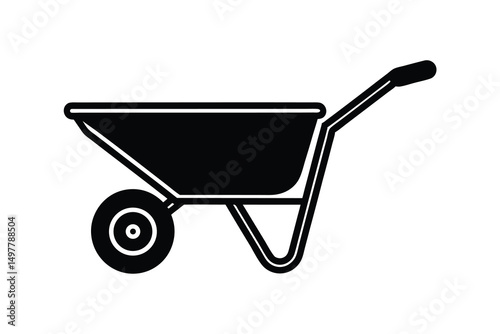 Black silhouette of a wheelbarrow garden tool