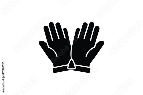 Black silhouette of hands in gloves clasped together
